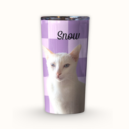 Personalized Pet Checkered Tumbler, Custom Pet Photo And Name, Gift For Pet Owners