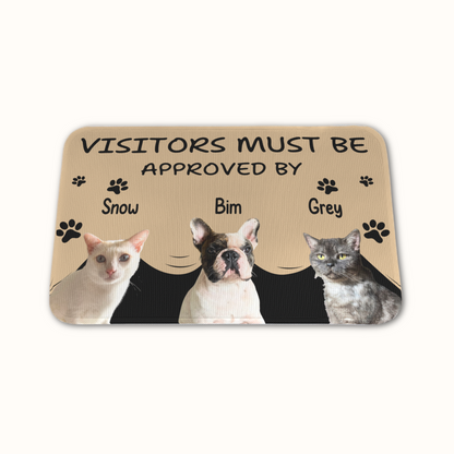Personalized Pet Doormat, Visitors Must Be Approved By Doormat, Custom Pet Photo and Name, Gift for Pet Owners
