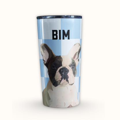 Personalized Pet Checkered Tumbler, Custom Pet Photo And Name, Gift For Pet Owners