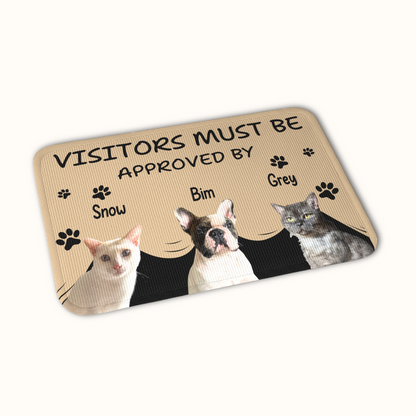 Personalized Pet Doormat, Visitors Must Be Approved By Doormat, Custom Pet Photo and Name, Gift for Pet Owners