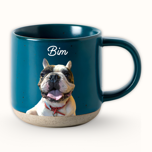 Personalized Pet Pottery Mug 12oz, Custom Pet Photo And Name, Gift For Pet Owners
