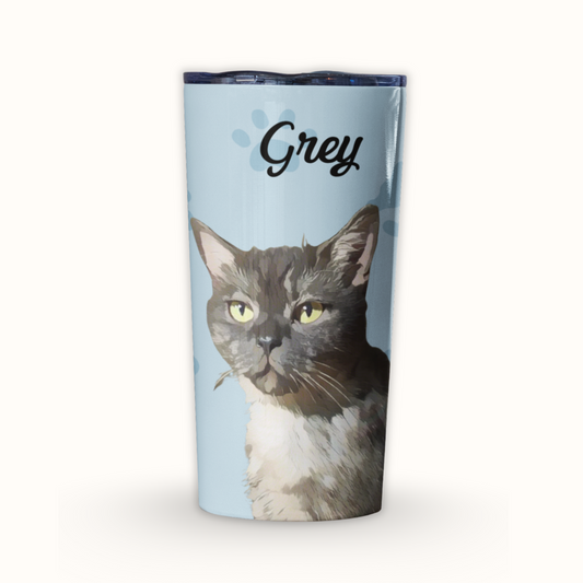 Personalized Pet Paw Prints Tumbler, Custom Pet Photo And Name, Gift For Pet Owners