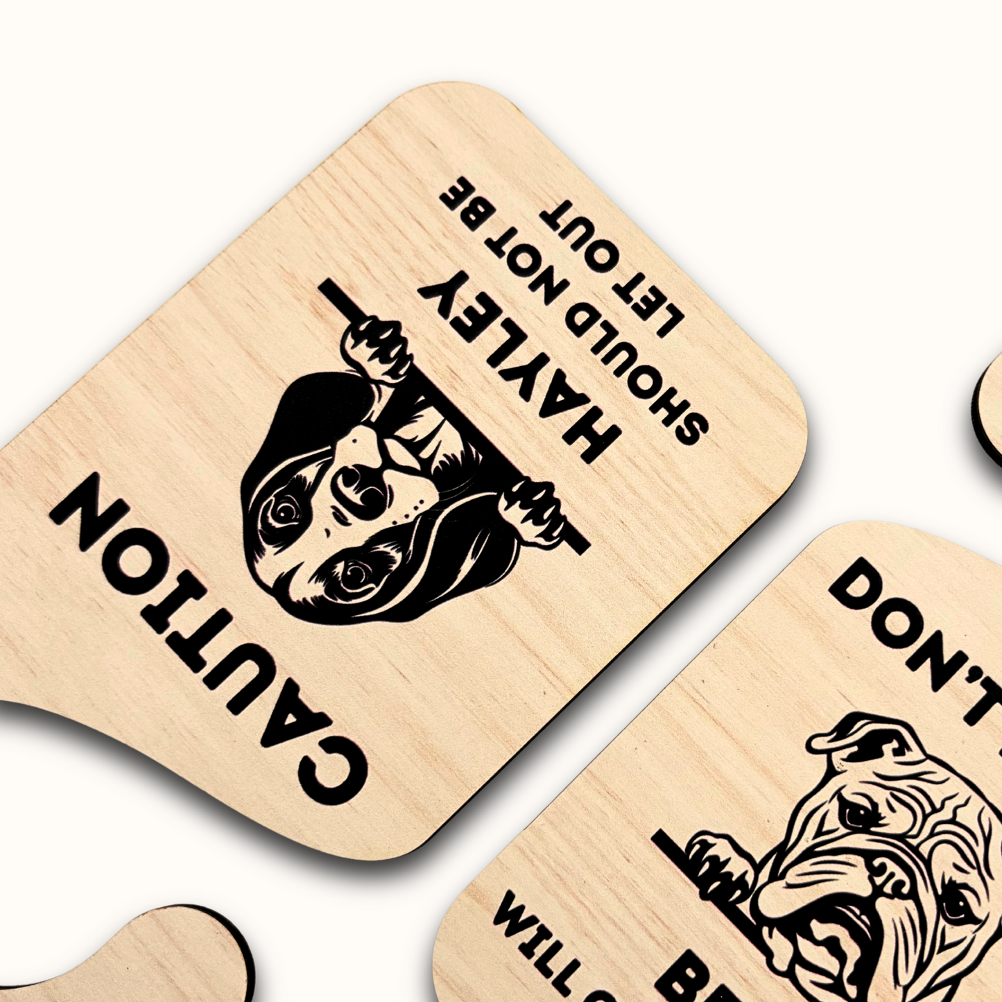 Caution – Should Not Be Let Out – Personalized Dog Face Door Hanger