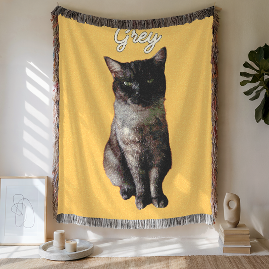 Custom Pet Woven Blanket, Custom Pet Photo And Name, Gift For Pet Lovers