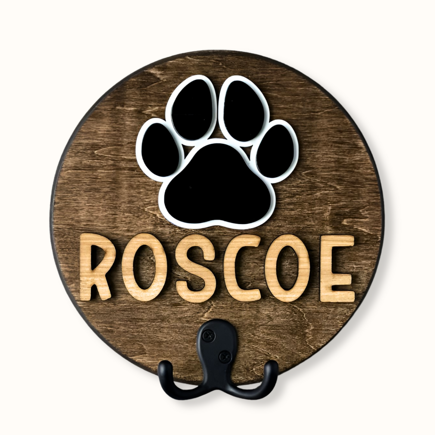 Handcraft 3 Layers Wooden Leash Holder Pet Circle Shape Personalized, Custom Key Hanger Dog Leash Holder