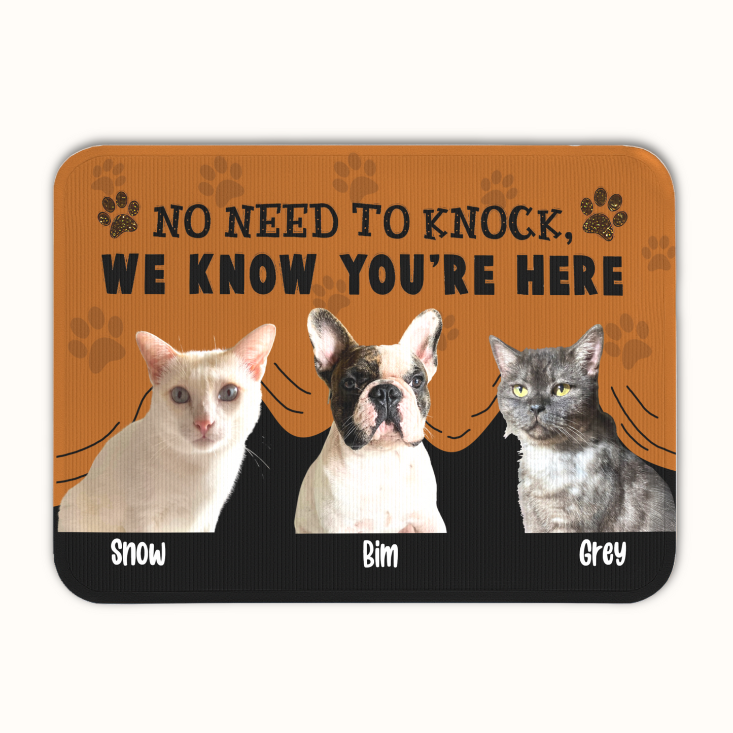Personalized Pet Doormat, No Need To Knock Doormat, Custom Pet Photo and Name, Gift for Pet Owners