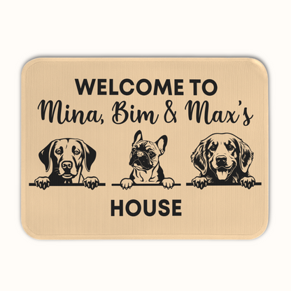 Personalized Dog Welcome To House Doormat, Custom Dog Breed and Name, Gift for Dog Owners