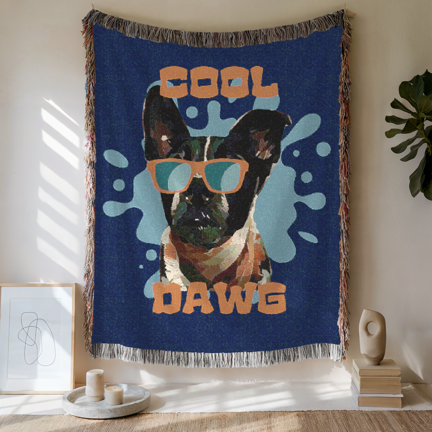 Custom Cool Dawg Woven Blanket, Custom Dog Photo, Gift For Dog Lovers