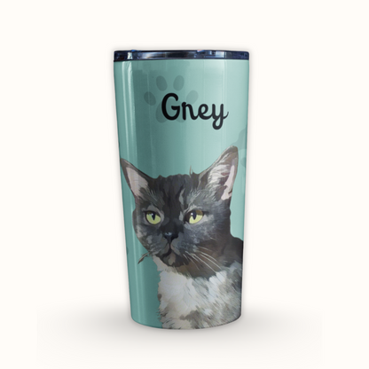 Personalized Pet Paw Prints Tumbler, Custom Pet Photo And Name, Gift For Pet Owners