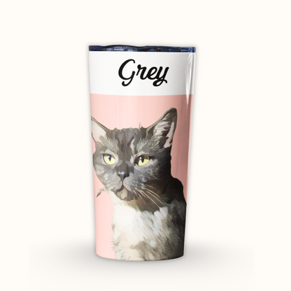 Personalized Pet Portrait Tumbler, Custom Pet Photo And Name, Gift For Pet Owners