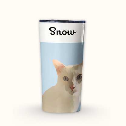 Personalized Pet Portrait Tumbler, Custom Pet Photo And Name, Gift For Pet Owners