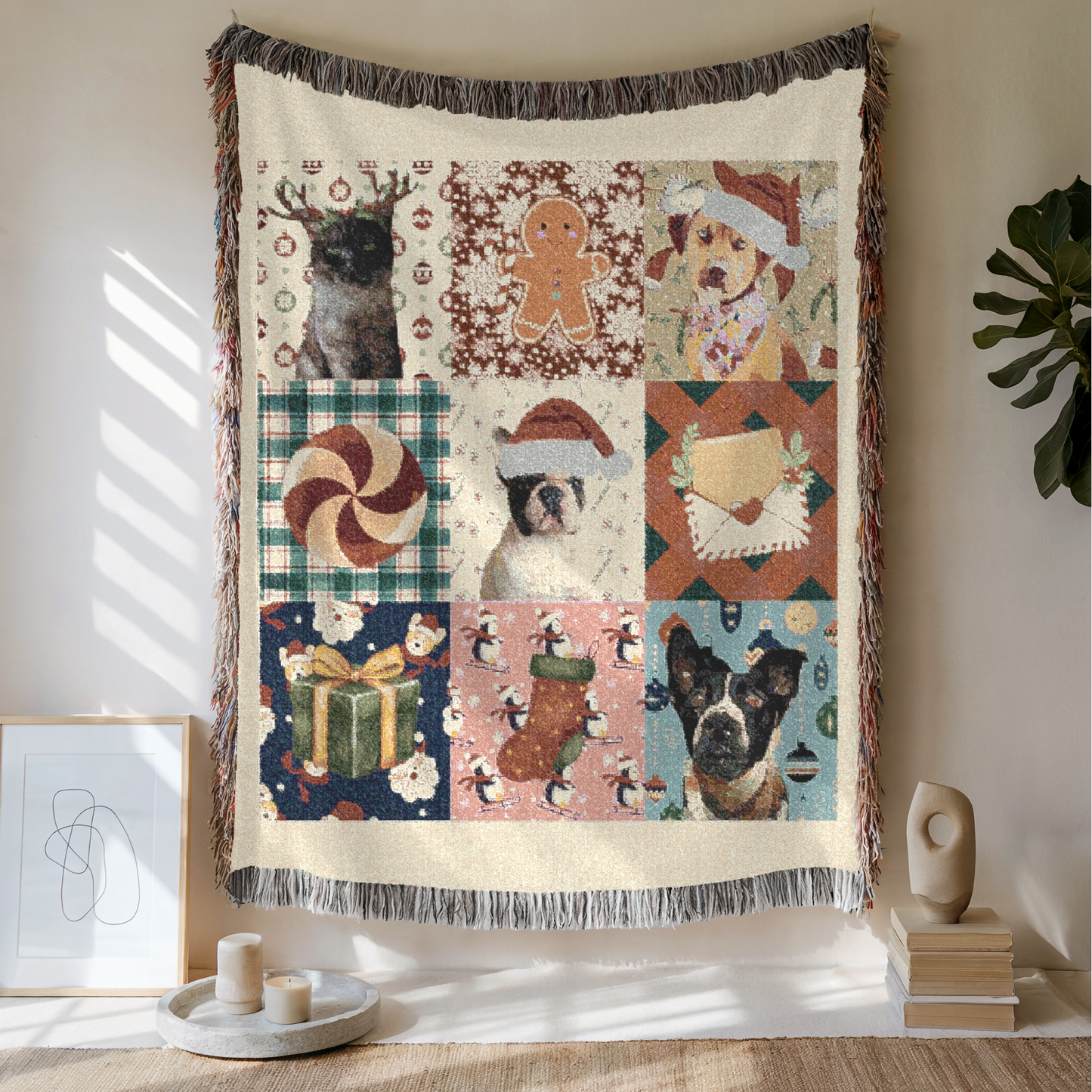 Custom Pet The Holiday Woven Blanket, Custom Pet Photo, Gift For Pet Lovers