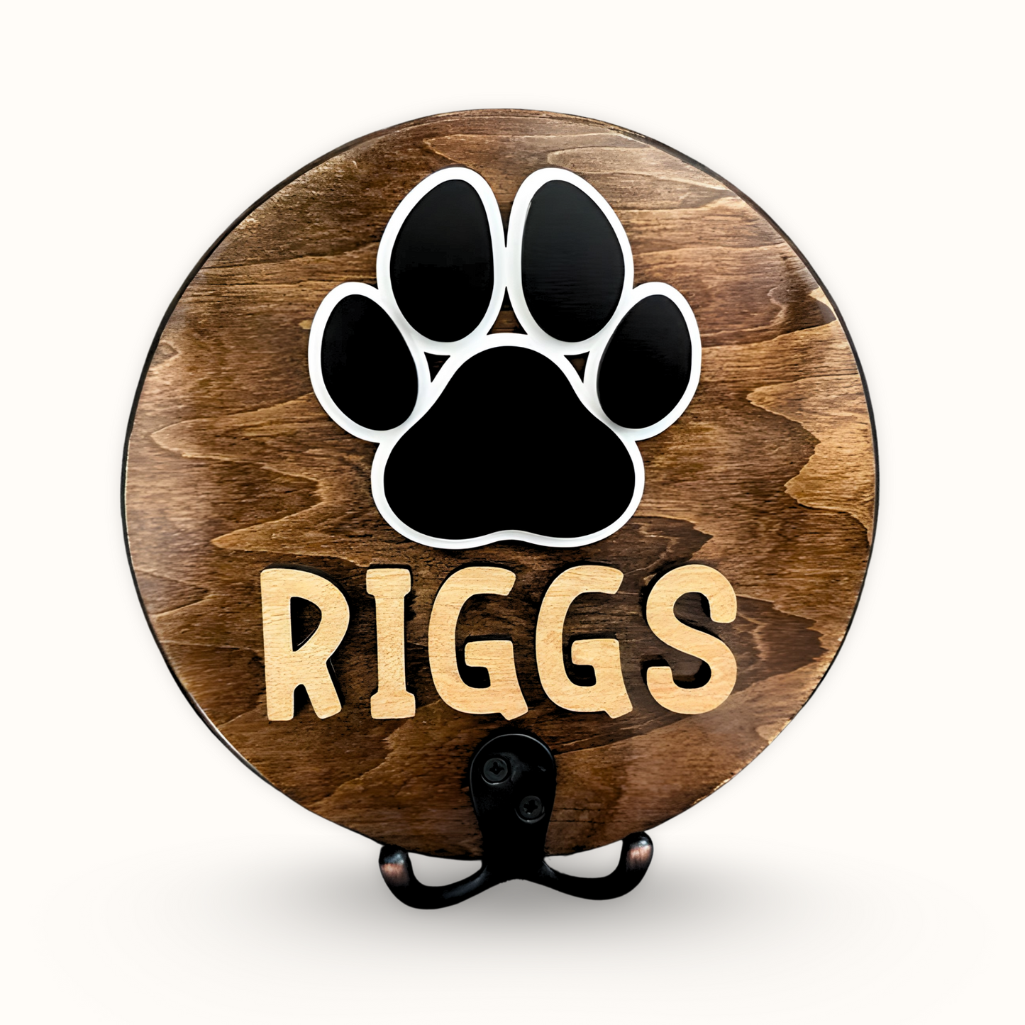 Handcraft 3 Layers Wooden Leash Holder Pet Circle Shape Personalized, Custom Key Hanger Dog Leash Holder
