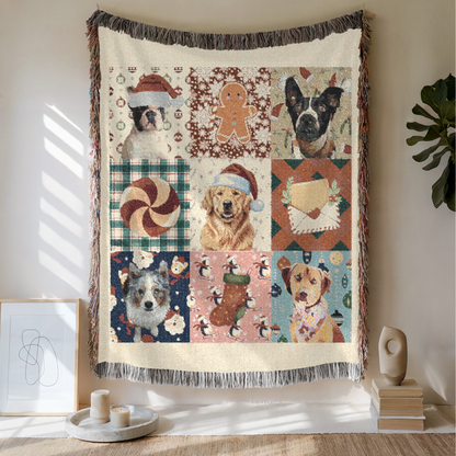 Custom Pet The Holiday Woven Blanket, Custom Pet Photo, Gift For Pet Lovers