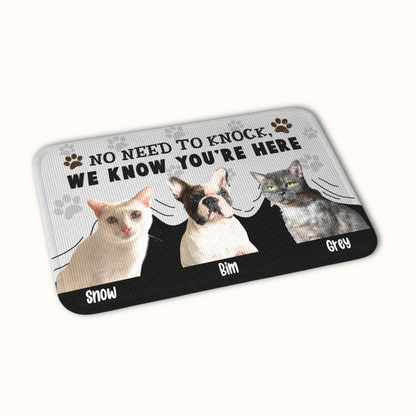 Personalized Pet Doormat, No Need To Knock Doormat, Custom Pet Photo and Name, Gift for Pet Owners